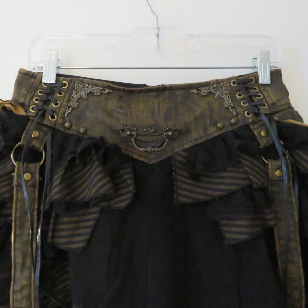 DEVIL FASHION Pendragon Steampunk Waterfall Skirt Pirate Goth Whimsigoth M NWT - Picture 3 of 14